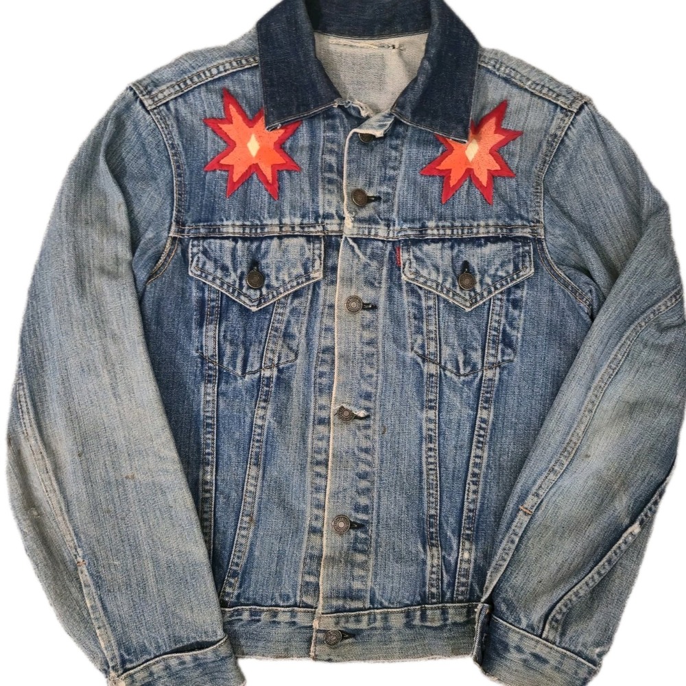 Vintage Levi's Big E Blue Denim Jacket Type 3 70s USA Factory #525 Size Small
